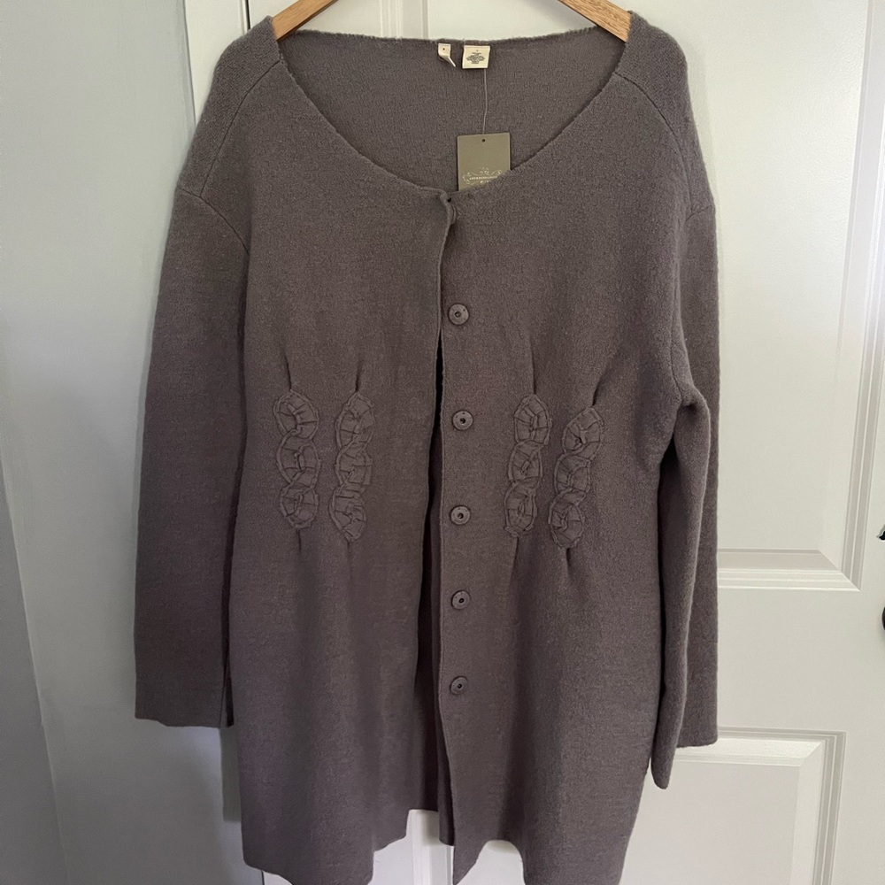 Anthropologie Charcoal Button-Up Cardigan